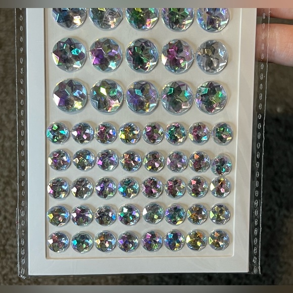 Rhinestone Decoration Sticker Crystal Gem 3D Cabochon Silver Iridescent Sparkly - Picture 4 of 7